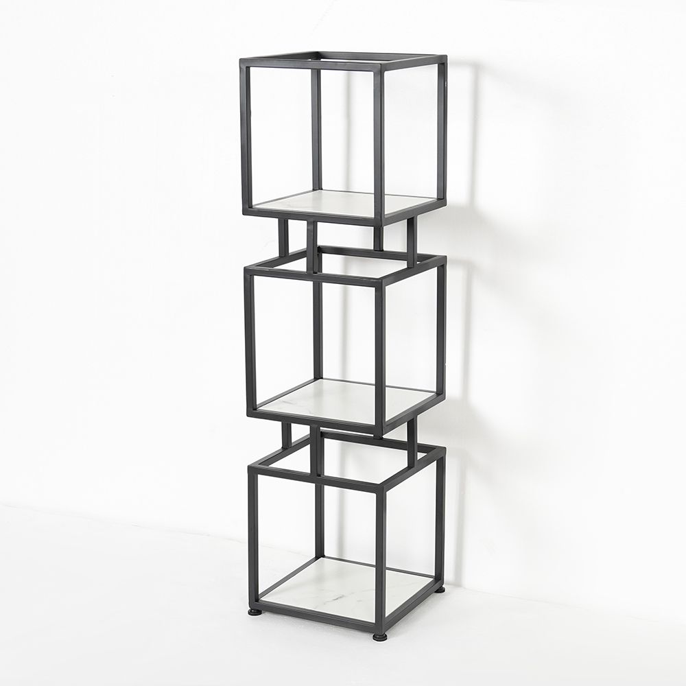 1100mm Narrow Black Shelf Metal Tower Display Shelf Cube Bookcase