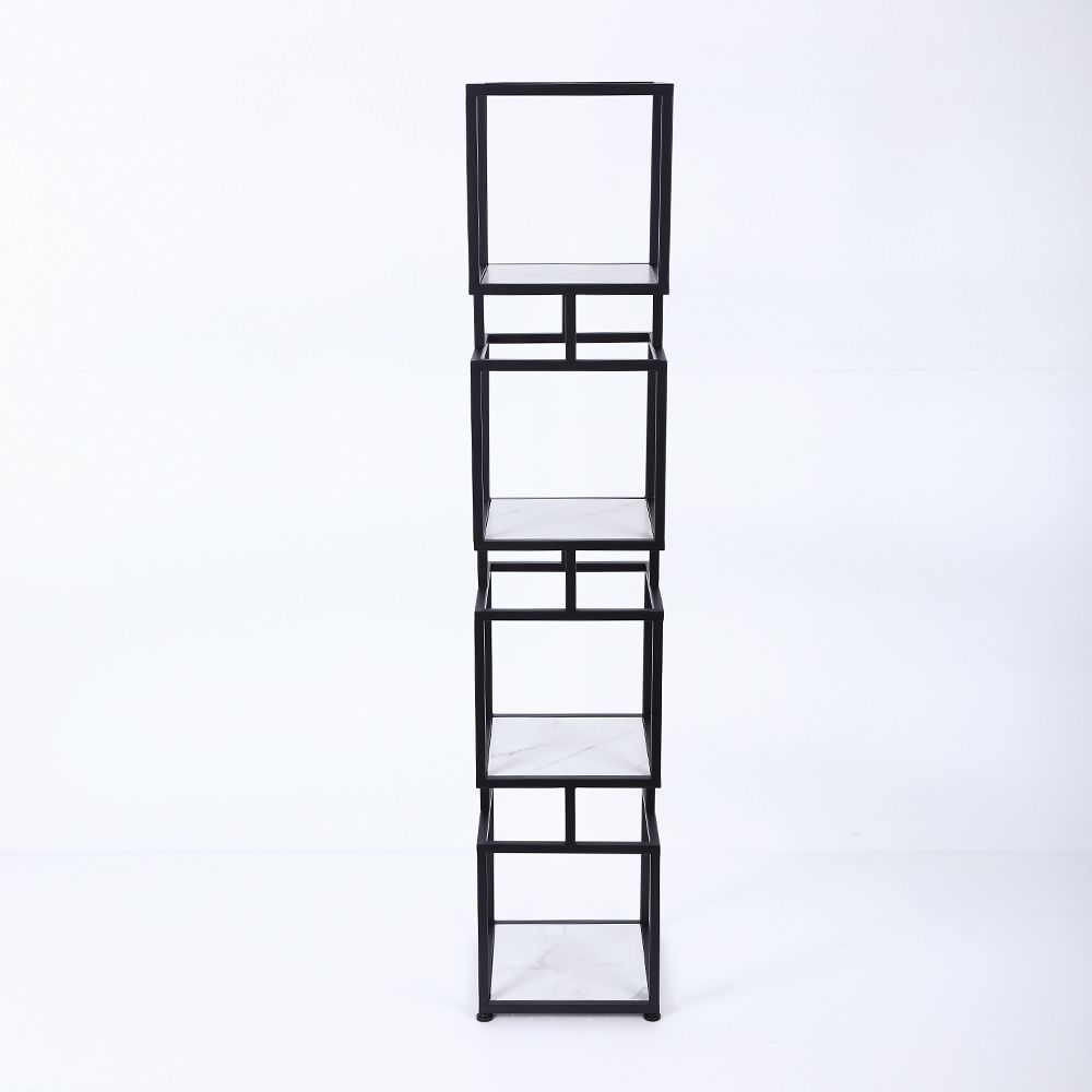 63" Narrow Black Shelf Metal Tower Display Shelf Cube Bookcase