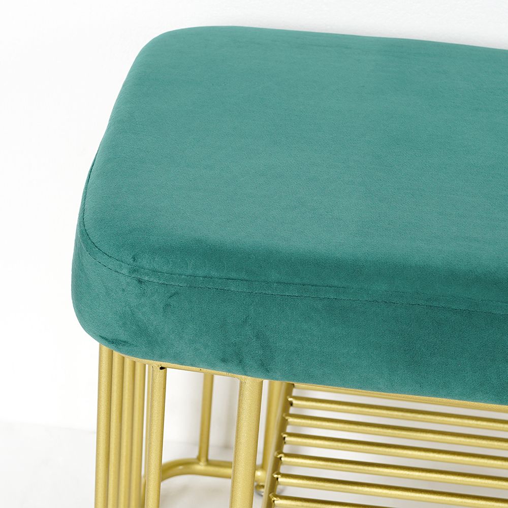 Modern Storage Entryway Bench Green Velvet Upholstered Ottoman Bench