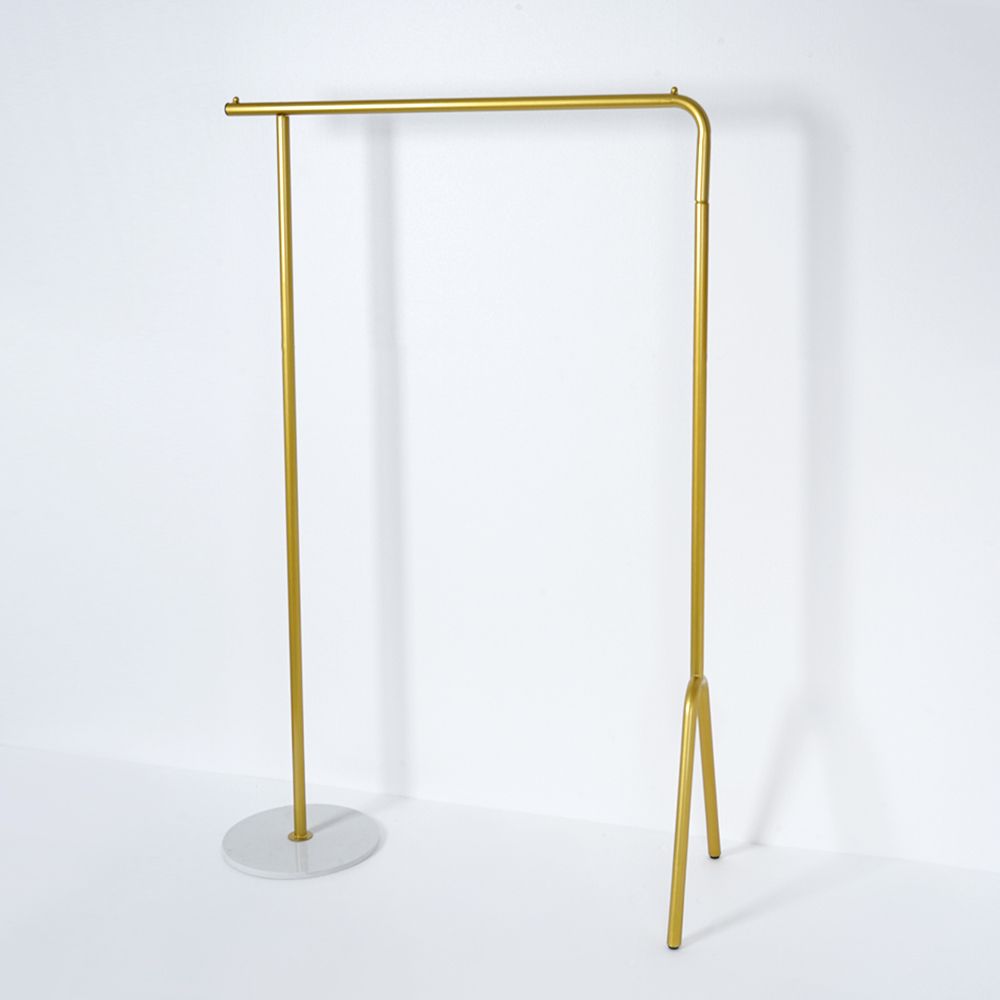 Marble Base Clothing Rack Gold with Shelf and Hanging