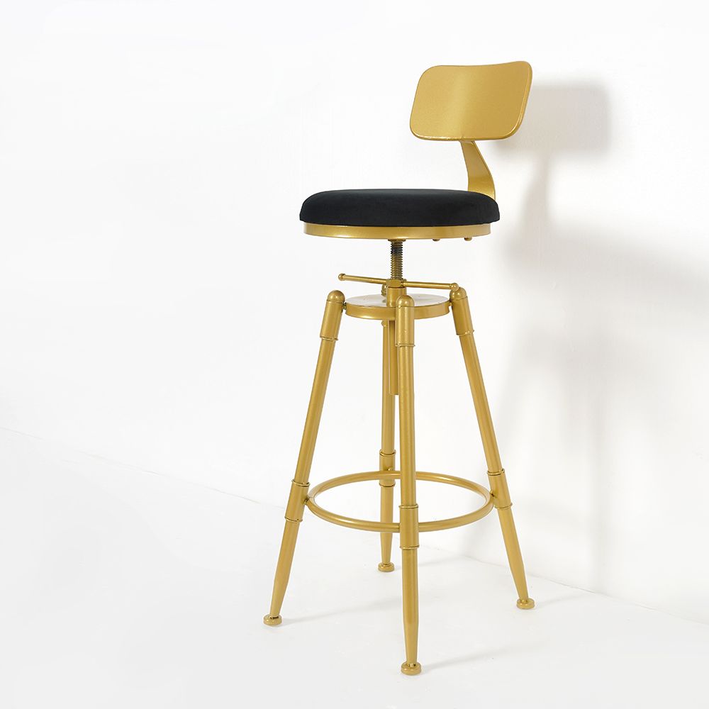 Swivel Adjustable Height Upholstered Bar Stool Black Velvet Set of 2