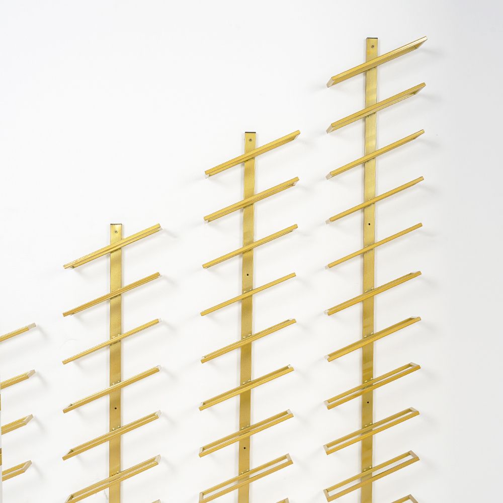 Industrial Gold Wall Mounted Wine Rack Set in Metal