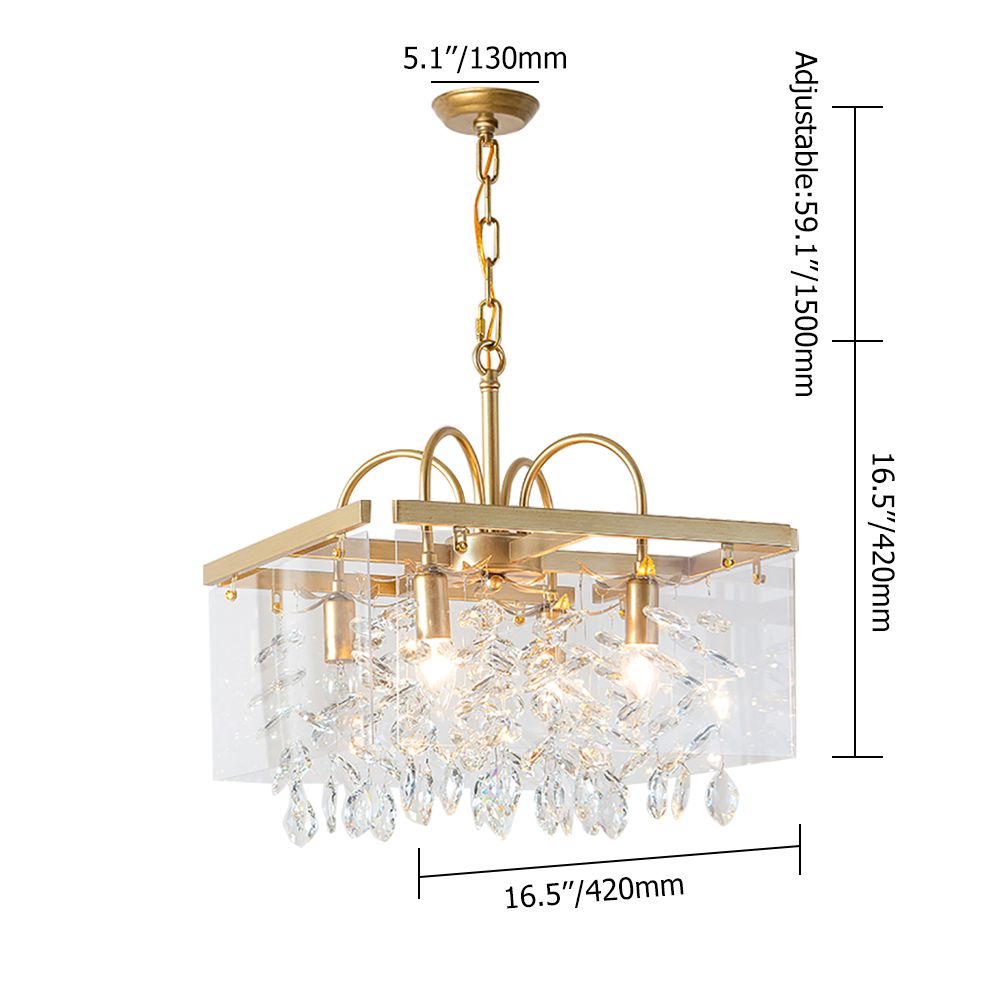 Modern 8-Light Tiered Crystal Chandelier in Gold