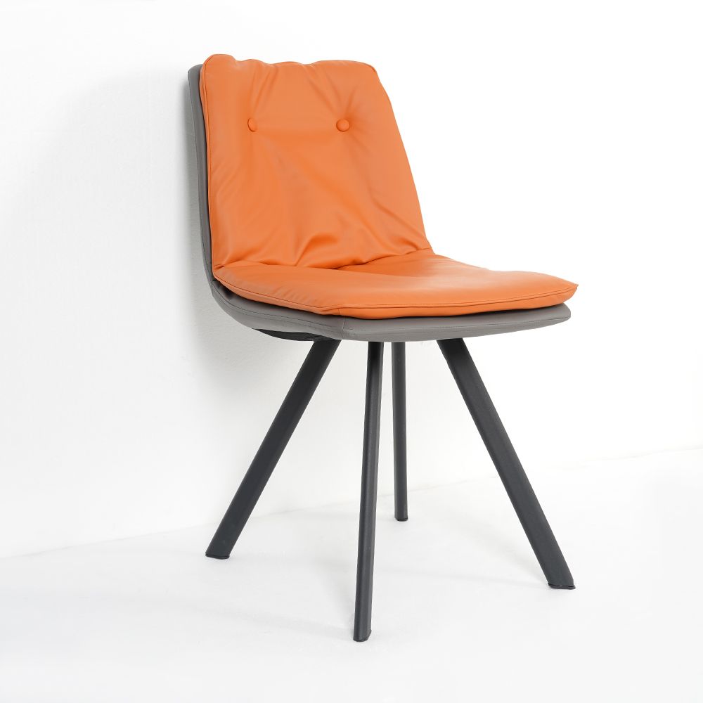 Modern Upholstered Orange Dining Chair PU Leather Side Chairs