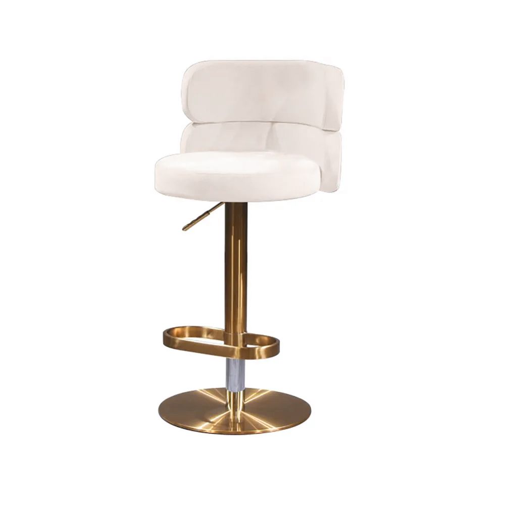 Tabouret de bar pivotant avec dossier réglable hauteur velours beige
