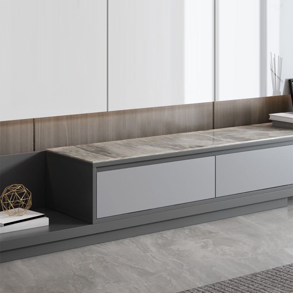 Modern Extendable Stone Top TV Stand with 3 Drawers