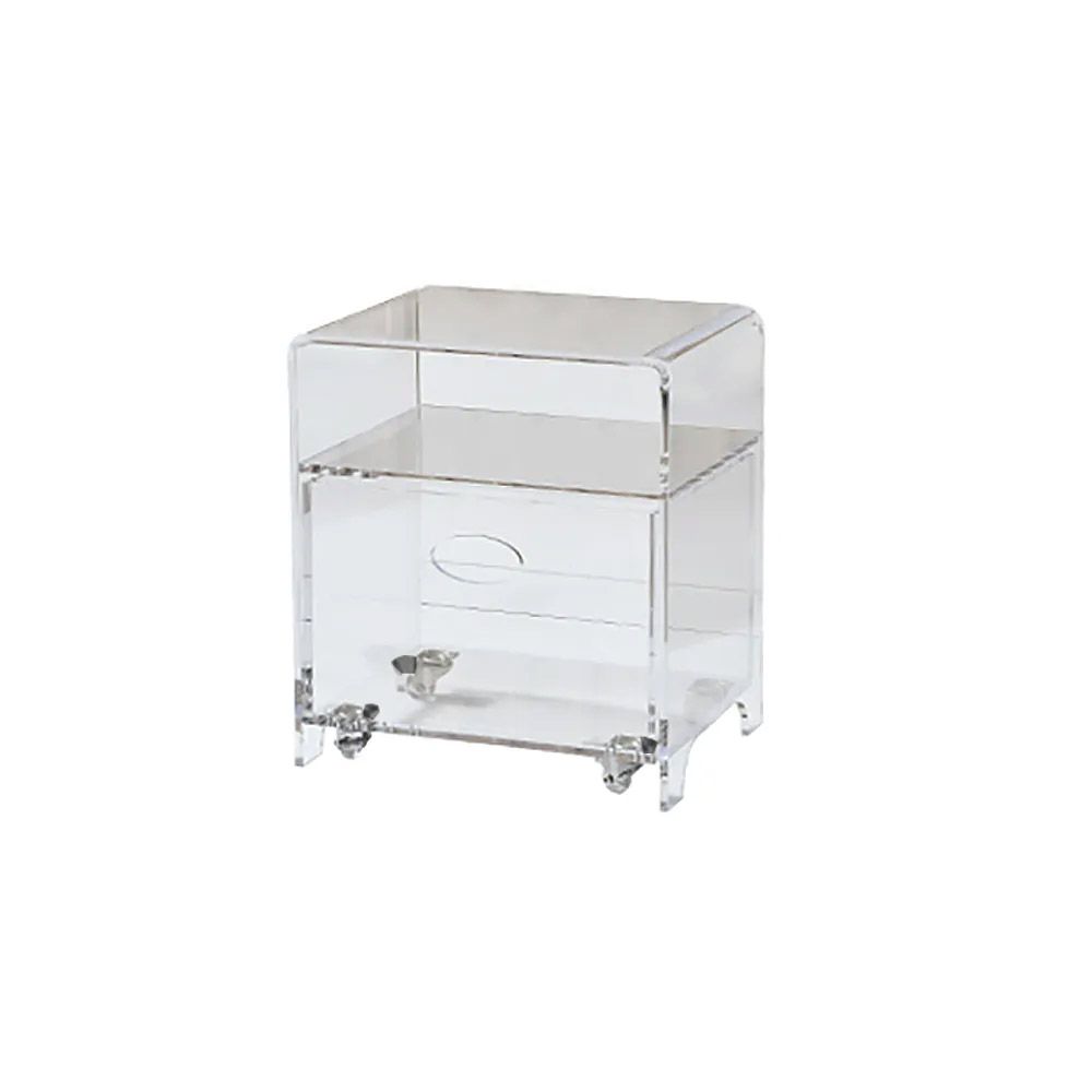 Modern Clear Nightstand Acrylic Creative Bedside Table Universal Wheels
