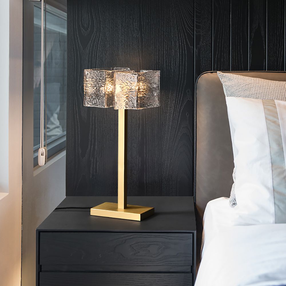 Modern 2Light Waterripple Glass Table Lamp with On / Off Switch