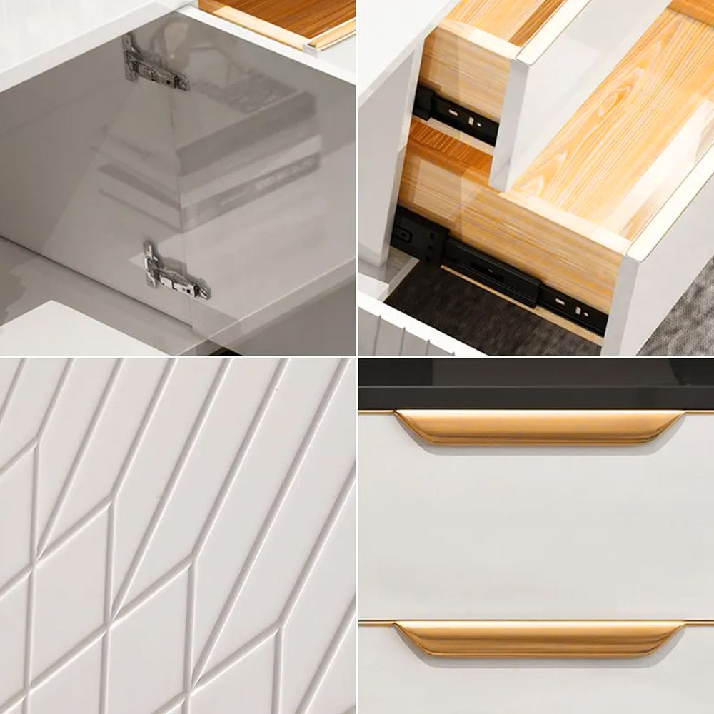 Aro Moderner, stilvoller weißer TV-Ständer, rechteckig, mit Schubladen