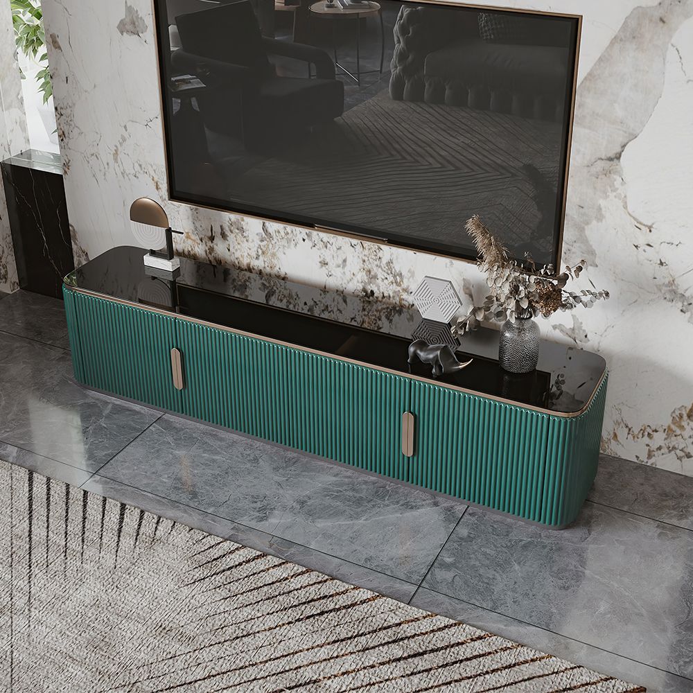 78.7" Green Modern Stone Top TV Stand Media Console with 4 Doors