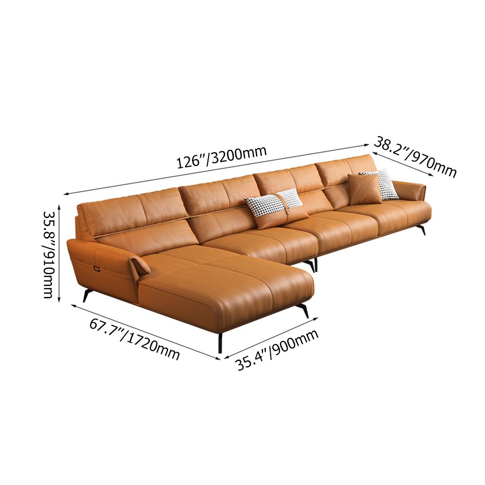 126" Modern LShaped Orange Upholstered Sectional Sofas with Chaise