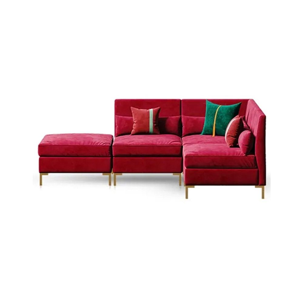 Mid-Century Plum Velvet Sectional Sofa Reversible L Shaped 4 Pieces ...