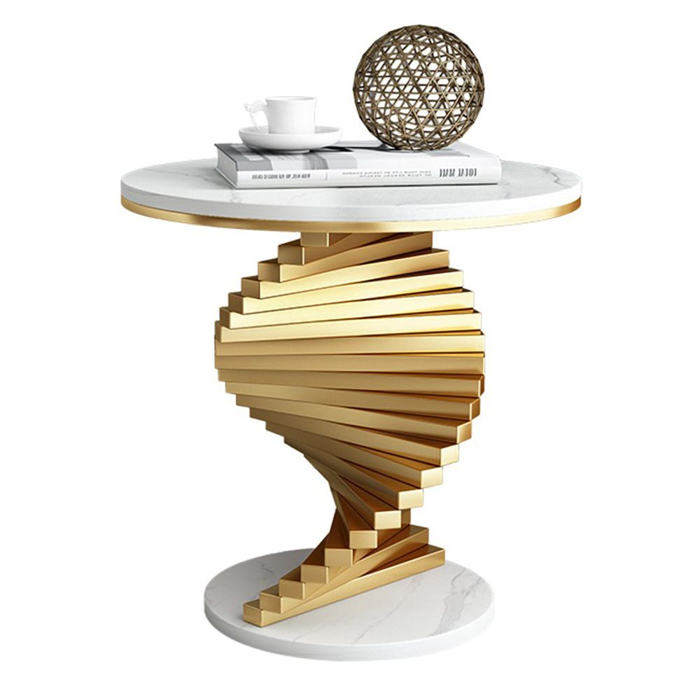 Moderner weißer Beistelltisch mit Marmor-Tischplatte