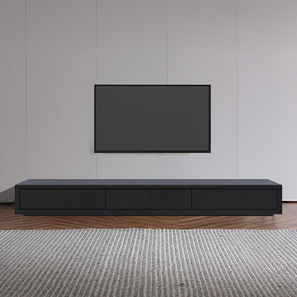 Modern 71 Inch Black TV Stand Rectangle Media Stand Wood TV Console