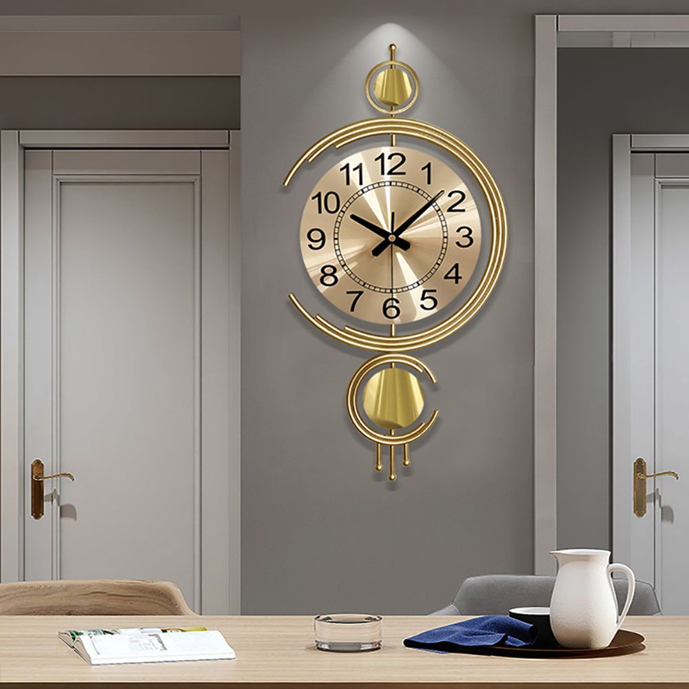 Modern Decorative Metal Wall Clock Golden Home Decor Art