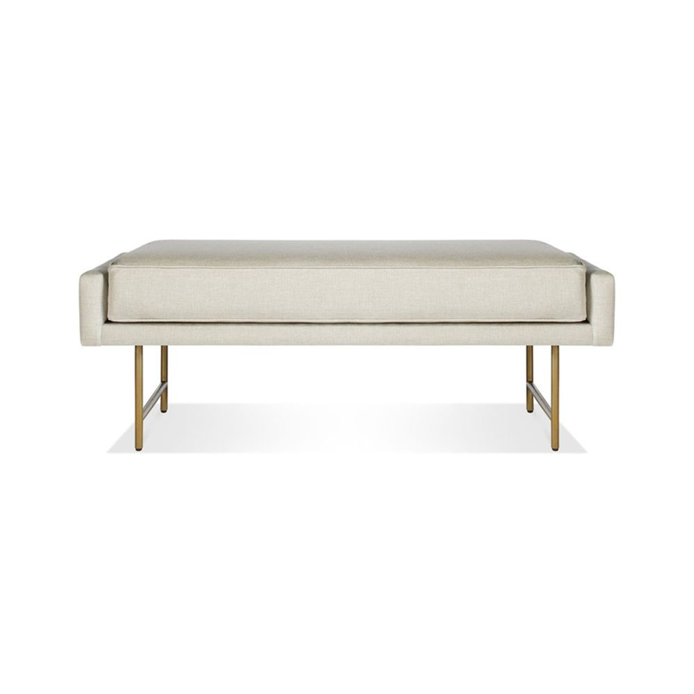 Modern Off-White Bedroom Bench Ottoman Seat with Metal Legs