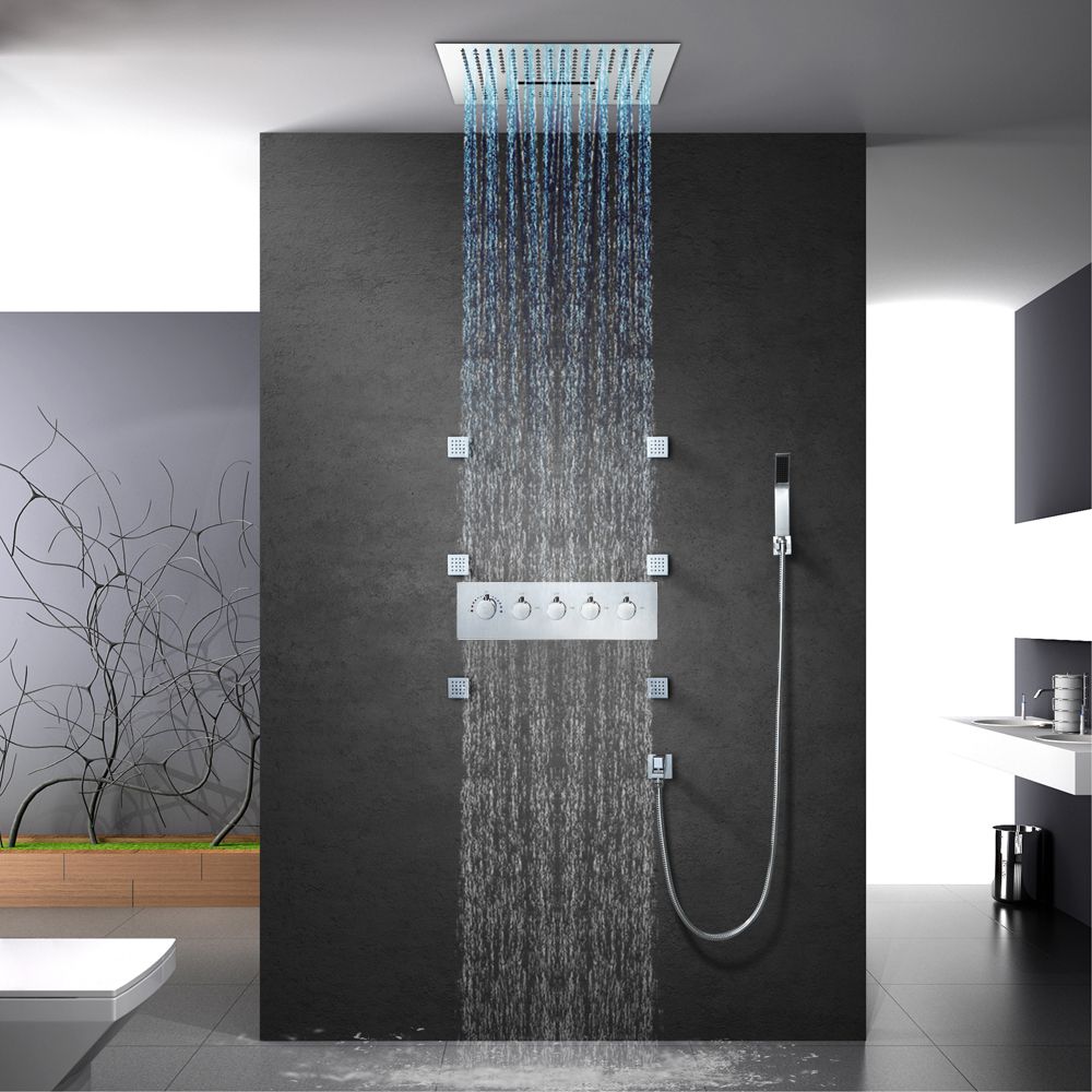 WallMounted 16" Shower System in Polished Chrome 4 Function Thermostatic