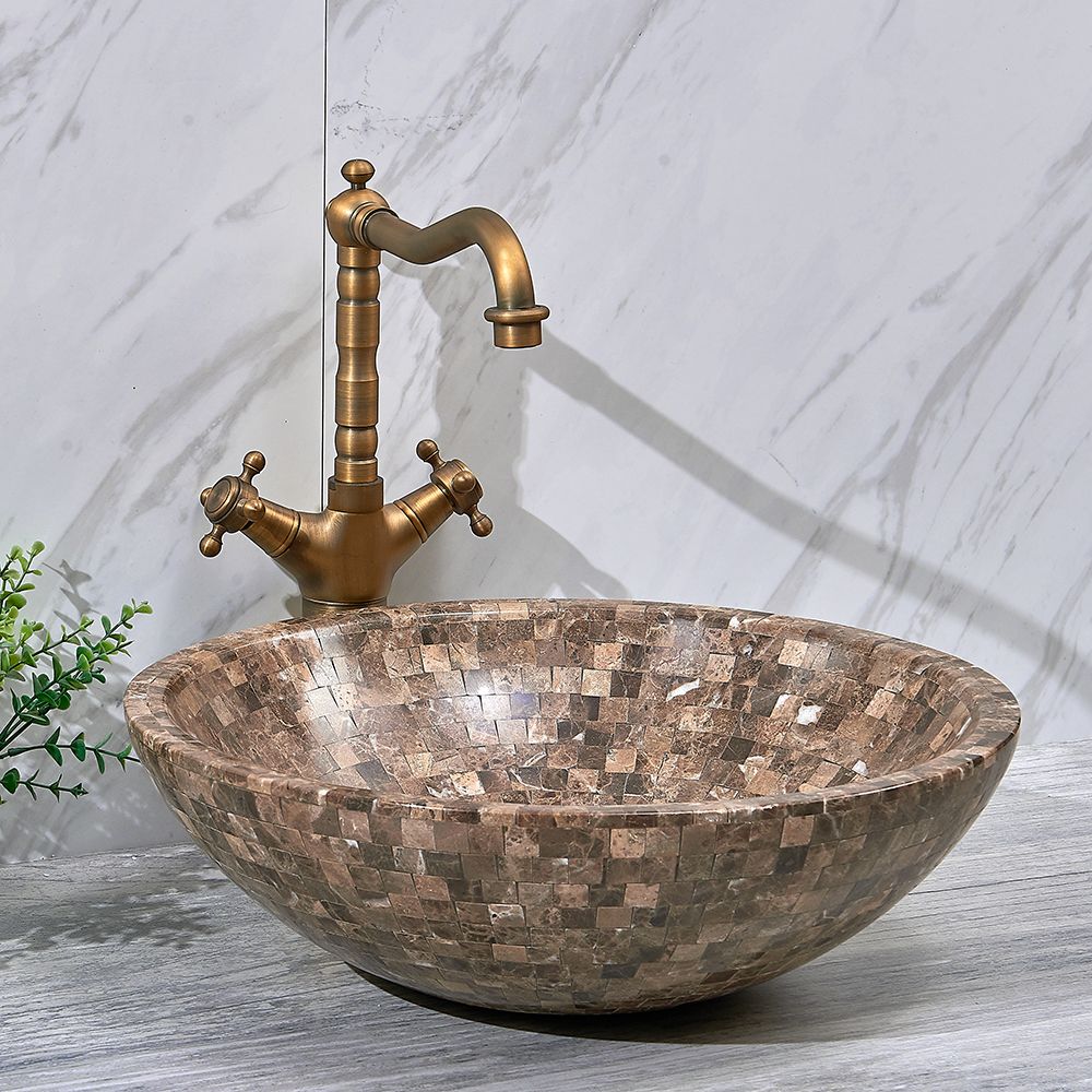 Countertop Circular Natural Stone Bathroom Wash Basin Bowl Shape Tree