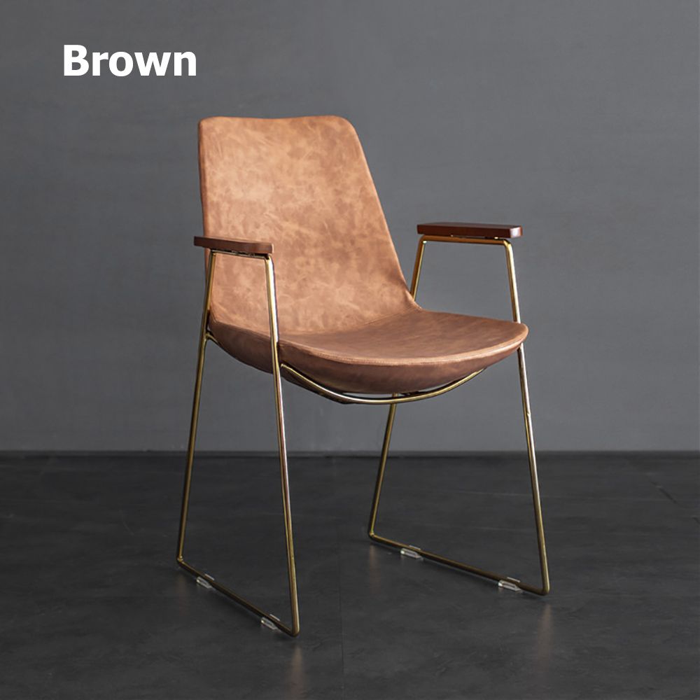 Contemporary Dining Chair PU Leather Upholstered with Gold Legs