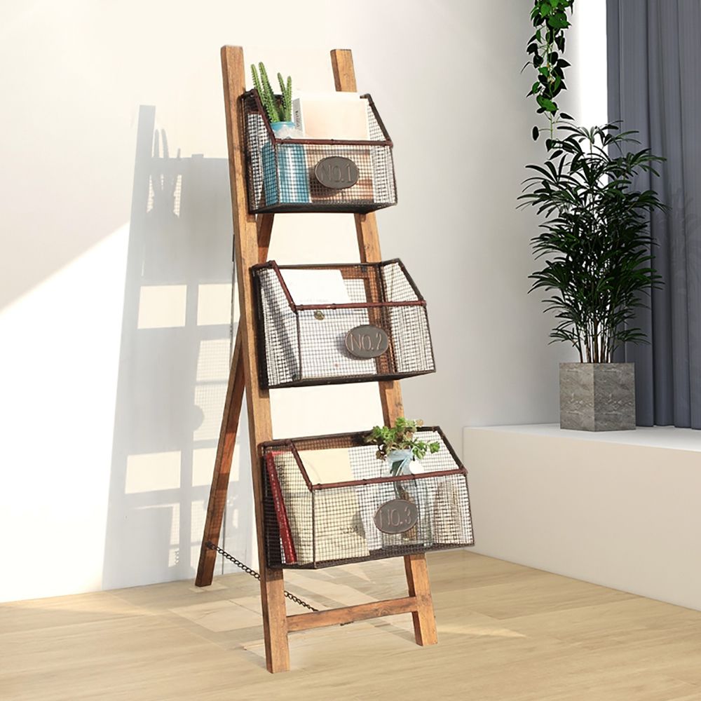 3Tier Folding Ladder Plant Stand Magazine Rack Freestanding Shelf