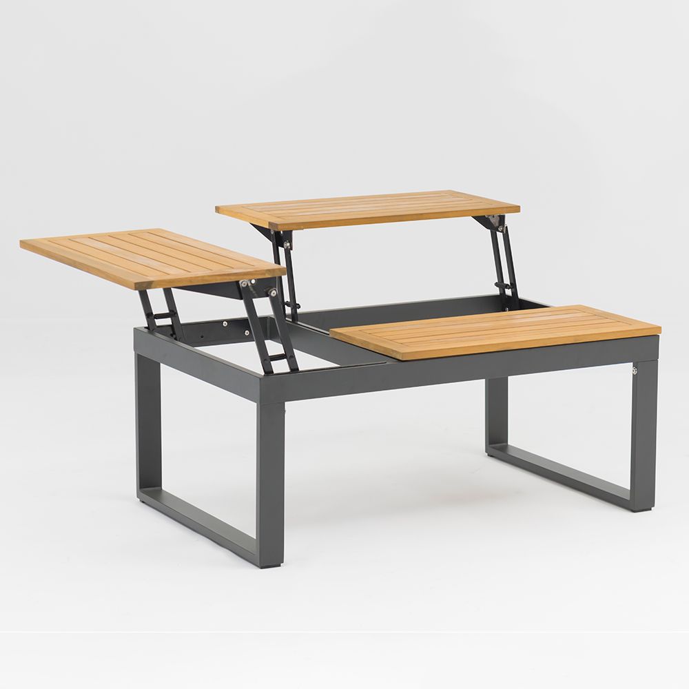 Extendable Rectangle Outdoor Coffee Table with Wood-top