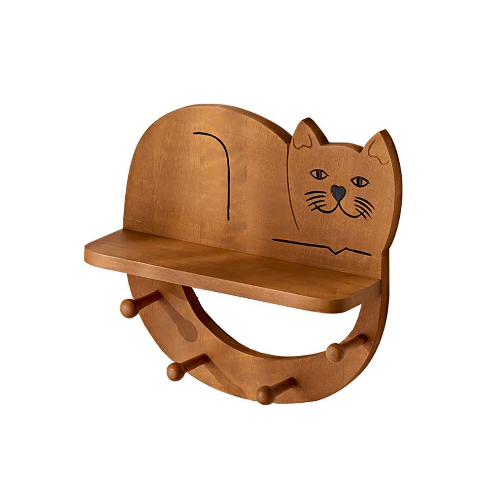 CatShaped WallMounted Shelving with Hook for Entryway