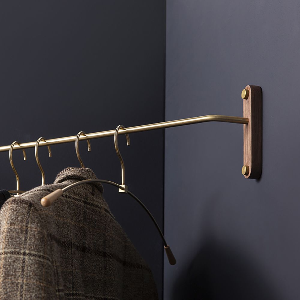 Retro Corner WallMounted Coat Rack in Brass