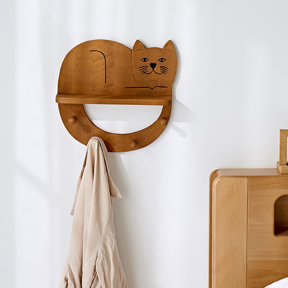 CatShaped WallMounted Shelving with Hook for Entryway