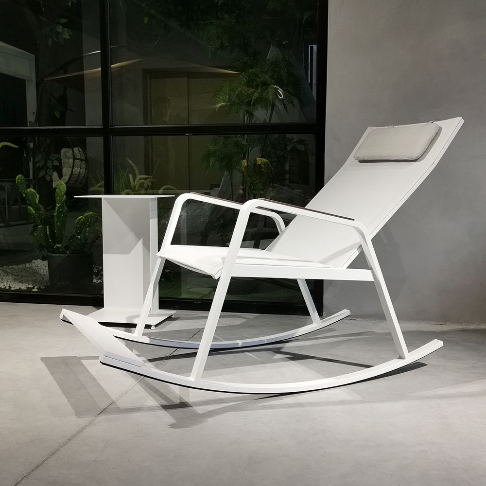 Stainless Steel PVC Outdoor Rocking Chair with Square Arm