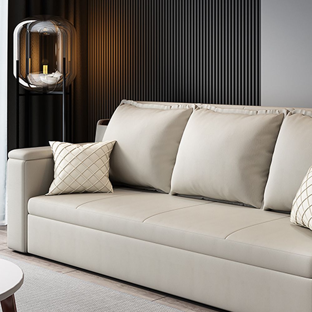 82.7" Convertible Bed Full Sleeper Sofa Leathaire Upholstered Storage Sofa