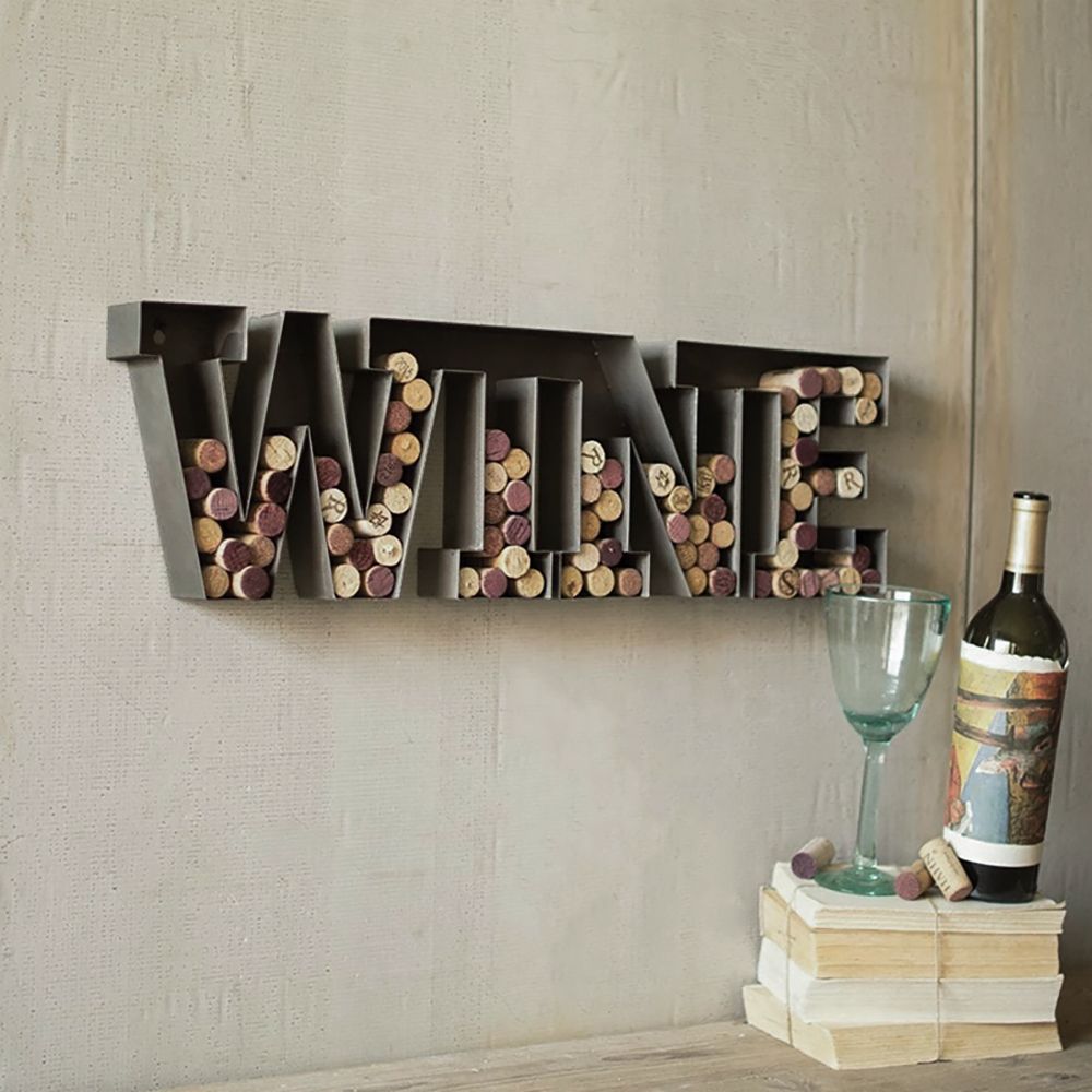 Industrial Wine Cork Holder Wall Decor Storage Rack in Metal