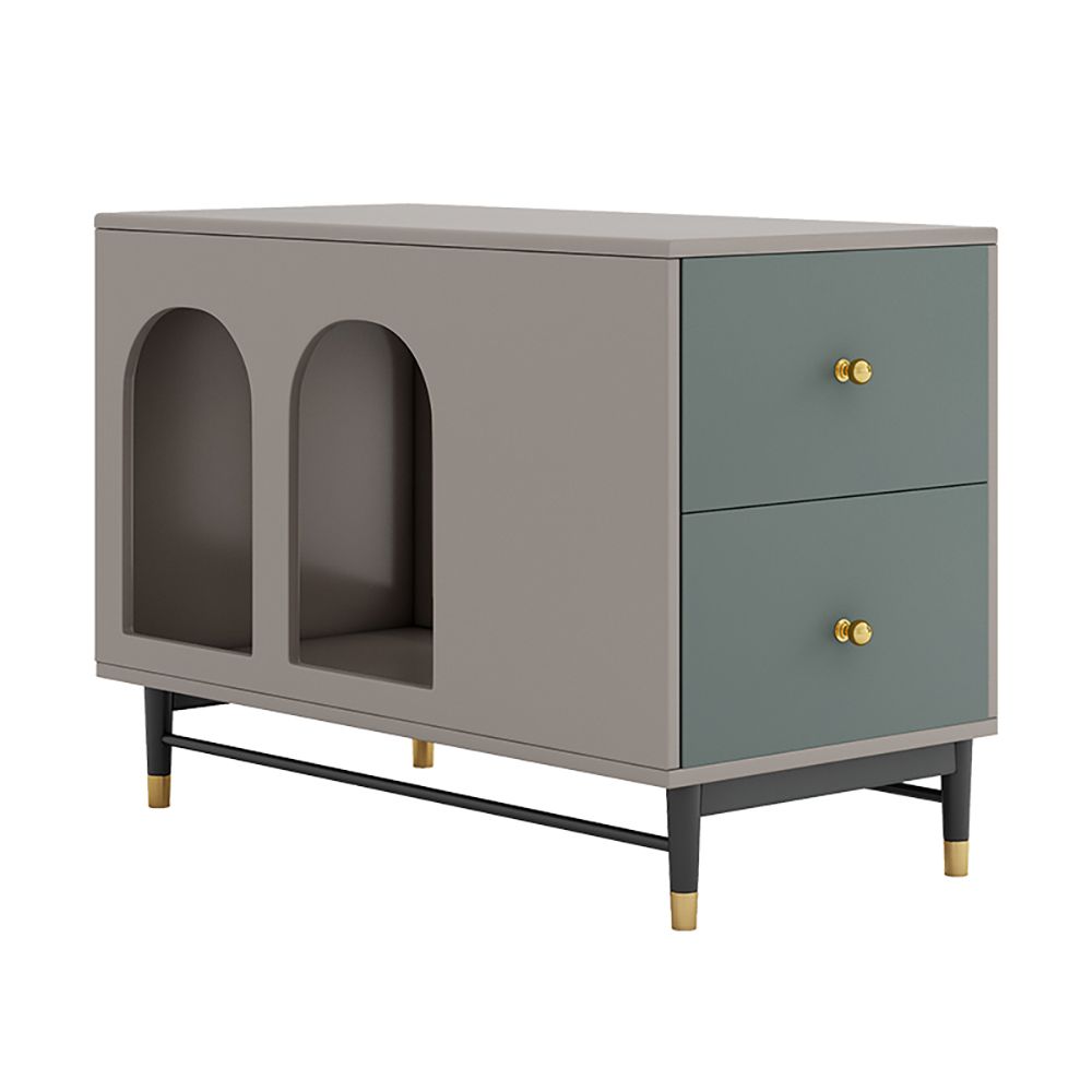Wooden Gray Side Table with Storage Narrow End Table with Drawers