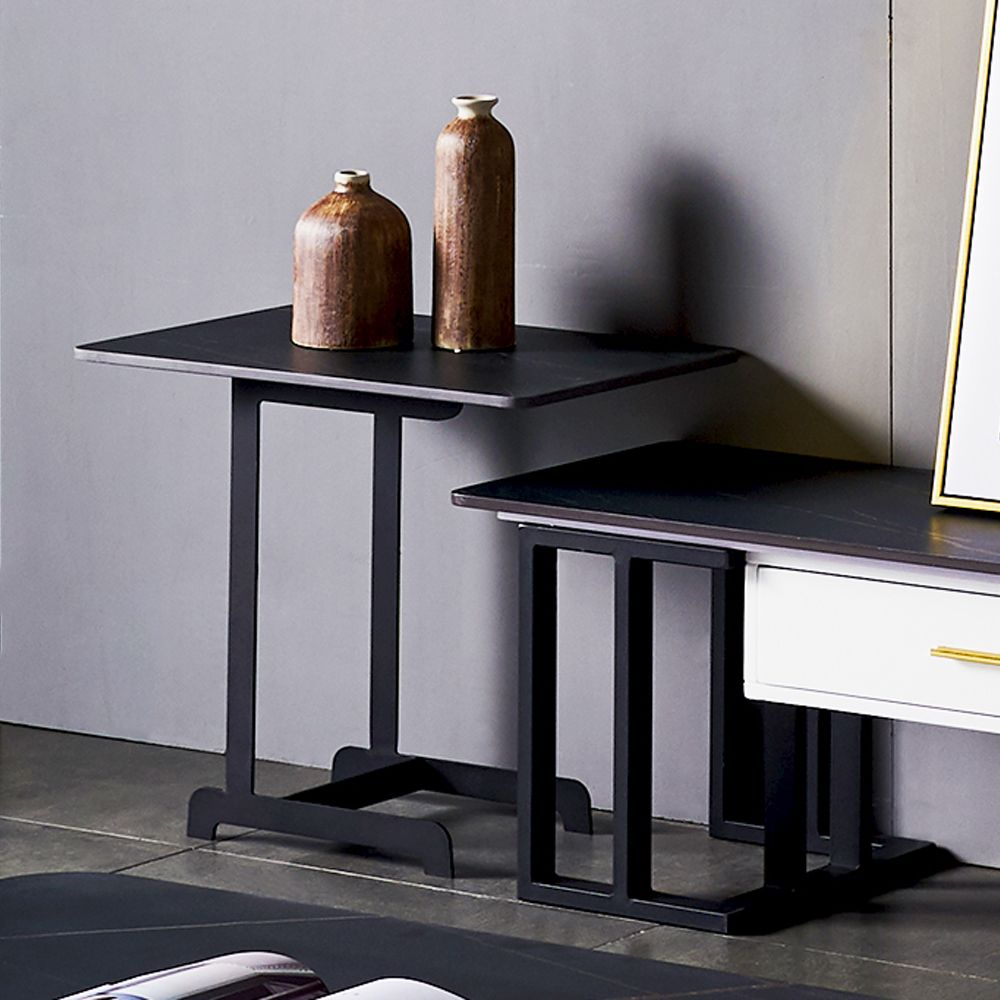 Modern Black Metal End Table C Shaped Side Table