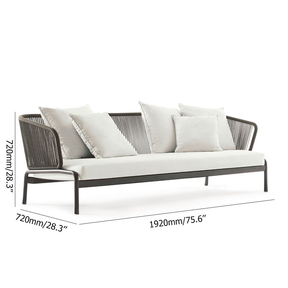 3Seater Outdoor Sofa with Aluminum Frame and Rope Woven Back