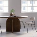 39" Modern Round Dining Table for 4 Walnut Solid Wood Tabletop Pedestal Base