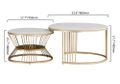 Modern White Nesting Coffee Tables Round Set of 2 with Stone Top