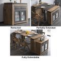 Modern Extendable Dining Table Rectangle Sideboard with Storage in Walnut & Gray