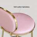 Modern Pink Faux Leather Upholstery Round Counter Stool with Back