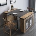 Modern Extendable Dining Table Rectangle Sideboard with Storage in Walnut & Gray