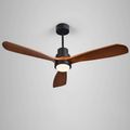 1320mm LED Ceiling Fan with 3 Walnut Blades Glass Shade Ceiling Fan with Remote Control