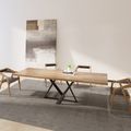 Rectangular Rustic Wood and Metal Kitchen Dining Table Black Base-Large ...