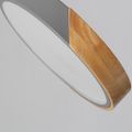 LED Drum Shaped Wood & Metal & Acrylic Large Flush Mount Ceiling Light in Gray Dimmable