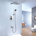 Dree Modern 8" Square Wall Mount Shower System with Hand Shower & Tub Spout Solid Brass