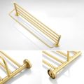 610mm Wall Mounted Brass Bathroom Shelf with Towel Rack in Brushed Gold