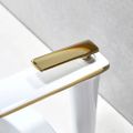 White and Gold Monobloc Single Lever Handle Solid Brass Bathroom Basin Mixer Tap