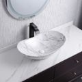 Ceramic Vessel Bathroom Wash Sink Boat Shaped Marble Pattern