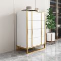 Modern White & Gold Wooden Chest of 4 Drawers with Stainless Steel Legs