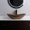 Gold Ceramic Countertop Bathroom Wash Basin Boat Shaped