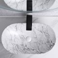 Ceramic Countertop Bathroom Wash Basin Boat Shaped Marble Pattern