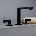 Widespread Matte Black Bathroom Sink Faucet Double Handle Solid Brass